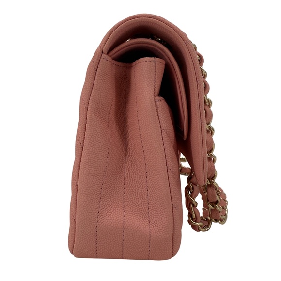 Chanel Medium Double Flap – Light Pink Chevron Caviar, Light Gold Hardware - Picture 4 of 11